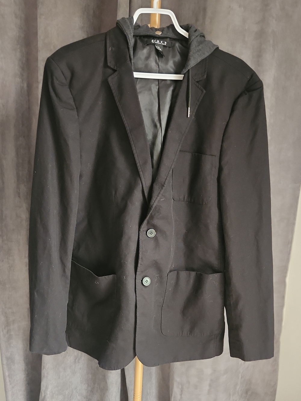 Black Hooded-Look Blazer